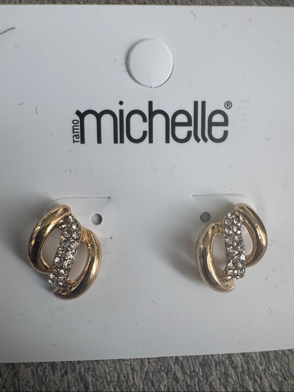 Michele Gold-Tone Knot Earrings with Clear Crystals
